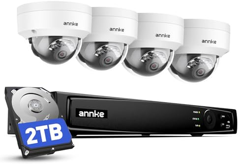 ANNKE 4K PoE CCTV Camera System,12MP NVR 2TB, 4X 8MP Wired Security Cameras | AI Motion Detection,IK10 & IP67, Built-in Mic, Spotlight Color Night Vision Cam Outdoor, Compatible with Alexa