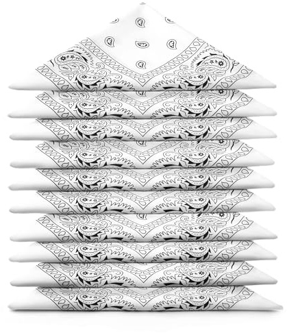 ...KARL LOVEN Lotto di 5 bandane 100% Cotone Paisley Sciarpa Testa Collo Fazzoletti (Lotto di 5, Bianco)