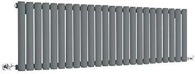 MILANO Anthracite Horizontal Single Oval Panel Radiator 400 x 1416mm