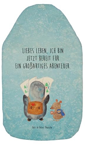 Mr. & Mrs. Panda Wärmflasche Pinguin & Maus Wanderer - Geschenk, Wärmflasche mit Bezug, Kinderwärmflasche, Wärmflaschenbezug, Wärmekissen,