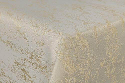 First-Tex Tischdecke Damast Jacquard Brilliant Meliert 110x110 in Creme/Champagner mit gerade Saumkante