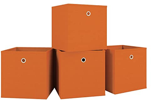 VCM 4-set vikbar låda fällbox samlingslåda tyglåda hyllbox hyllkorg boxas orange