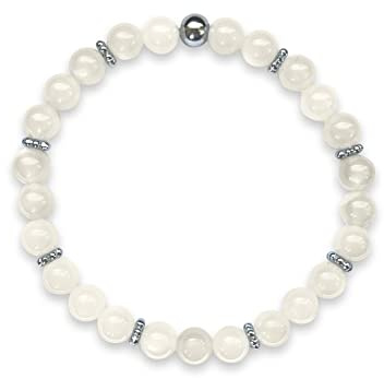 Edelsteinarmband mit platinierten Daisy-Perlen, anpassbar, Spiritueller Begleiter, Geschenk für Frauen, Liebe & Schutz - Handmade - personalisierbar