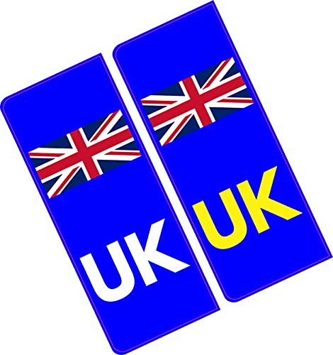 PCSL UK Car Number Plate - Vinyl Stickers - Union Jack - NO EU Flag Brexit - Pack of 2 (Front/Rear) Replaces GB Sticker
