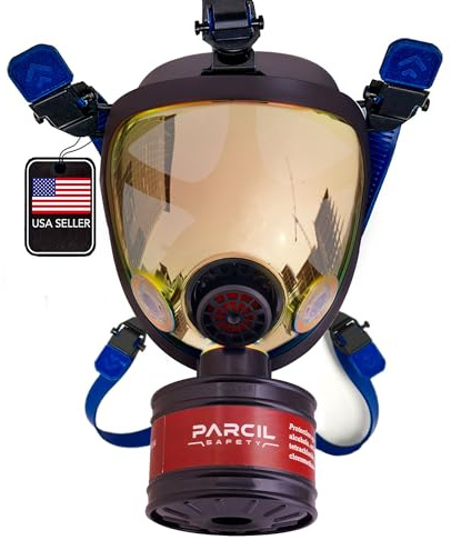 ST-100X Burnt Bronze Mirrored Survival & Tactical Full Face Respirator with P-D-1 Single 40mm Carbon Activated Charcoal Filter Canister