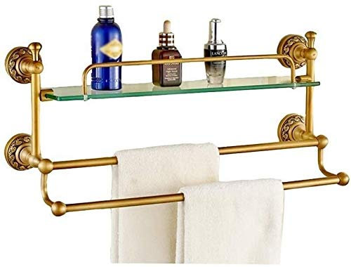 MXXHFC Glasregal Einschichtiges Kupferglasregal Glasregal Badezimmerregale Aufbewahrung Schwimmende Regale (Size : 60CM) (70CM)