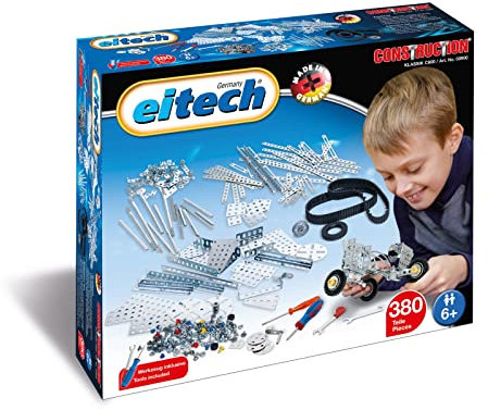 Eitech 00900 Metallbaukasten - Großes Erweiterungsset mit 380 Bauteilen, Modellbausatz für Kinder und Erwachsene, Bastelset Modellbau, Konstruktionsspielzeug