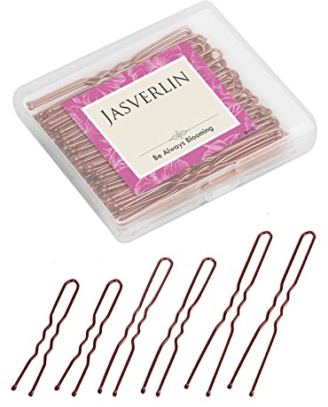JASVERLIN U-formad hårnål U Bobby pins brun hårklämmor bunheads hårnålar för kvinnor flickor updo hårverktyg tillbehör 3 stora långa ministorlekar sortiment 150 st