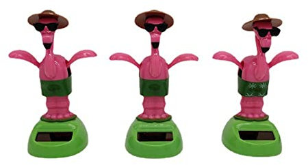 3 Stück Auto Armaturenbrett Ornament,Auto Armaturenbrett Dekoration Solar Tanzende Flamingo Spielzeuge Solar Spielzeug Wackelfiguren für Autoinnenraum Home Office Desk Decor