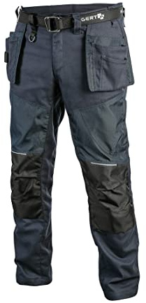 Högert Technik NEKAR Arbeitshose Herren L – Robuste Arbeitshose mit 8 Taschen, reflektierenden Elementen & verstärkten Kniebereichen – Blau