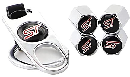 ST-Ventilkappen für Autoreifen, 4 Stück, mit Lederknopf, für Autoreifen, silberfarben