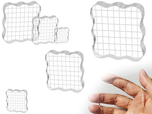 KAPSING 3 stycken stämpelset, akrylblock för silikonstämplar, 2,5/5/7,5 cm, klart stämpelblock med galler, stämpelplatta för silikonstämplar, scrapbooking fotoalbum