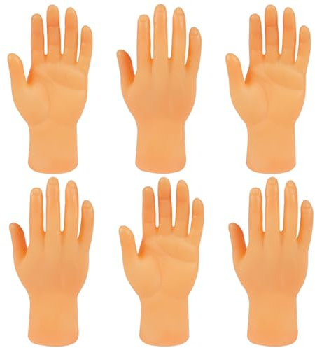 Aolso Små händer, 6 st fingerdockor, miniatyr små händer fingerdockor, fingerrekvisita, liten finger rolig fingerhand för skämtleksaker, skämtspel