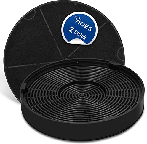 VIOKS 2 x köksfläktfilter runt 196 mm Ø ersättning för Electrolux 902979357/8 EFF62 – aktivt kolfilter köksfläkt Faber AEG Zanussi Juno
