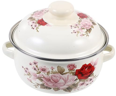 BESTonZON Cast Iron Enamel Pot Thickened Home Cooking Stew Pot Kitchen Supplies Non-Stick for Soup Noodles