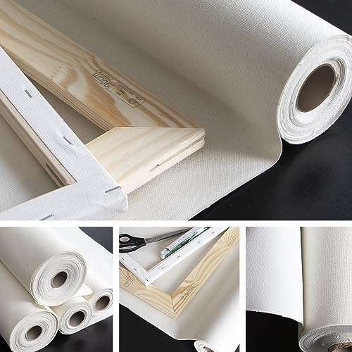 Leinwand auf Rolle 2,1m x 10m zum Malen, 280/gm² stark, 2-fach weiß grundiert - reißfeste, malfertige Künstlerleinwand als XXL Canvas Meterware aus 100% Baumwolle mit feiner Maltuch Gewebestruktur