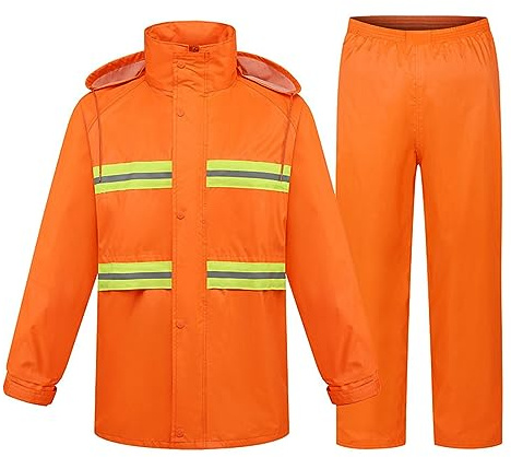 Duohropke Tuta antipioggia per uomo e donna, impermeabile, set ad alta visibilità, antivento, impermeabile, da lavoro, moto, golf, pesca