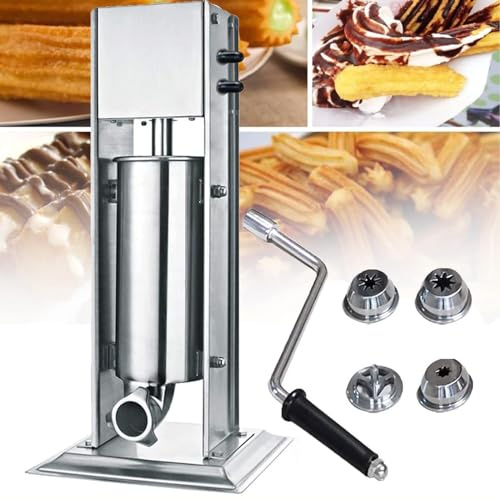 DDZJTPP Máquina para Hacer Churros,Máquina para Hacer Churros Manual,Máquina De Llenado De Mermelada De Churros De Frutas Comerciales,con 4 Boquillas,Equipo para Hacer Refrigerios,15L