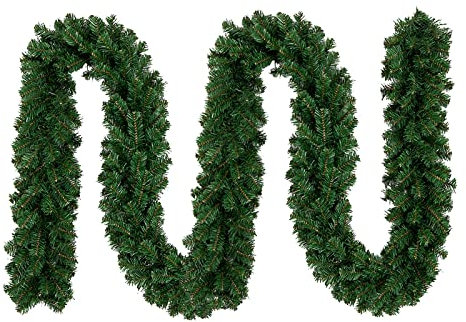 Weihnachtsgirlande Tannengirlande Künstliche Girlande Weihnachtsdeko - Weihnachtsschmuck - Deko für Weihnachten, Treppen, Kamine Weihnachten Weihnachtsdeko geschmückt Handwerk Homedeko (A, One Size)