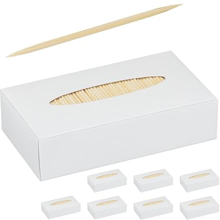 Relaxdays Tandpetare set om 8 000, trä, 6,5 cm, träspett för tandhygien, fingermat och hantverk, tandpetare, natur