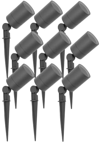 Ledvion 9er Set Gartenstrahler mit Erdspieß IP65 GU10 3W ohne Leuchtmittel | Fuer Garten Terrasse Einfahrt Wege Beete und dekorative Aussenbeleuchtung