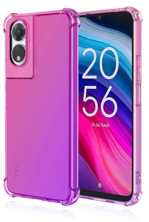 Topme Custodia per Telefono per TCL 505 (6.75 Inches), Cover per Cellulare con Gradiente di Colore Trasparente in Morbido Silicone TPU - Rosa Viola