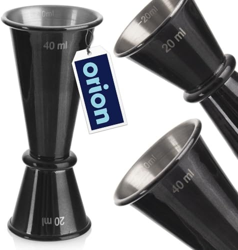 Verre doseur à cocktail double mesure | pour barman Jigger en acier inoxydable Noir 20/40 ml