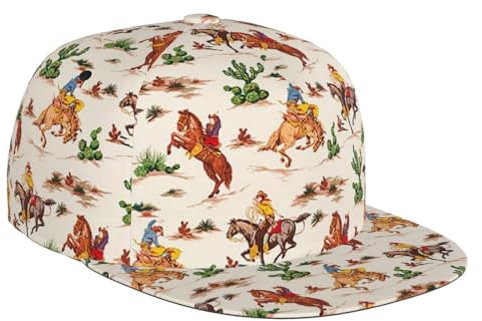 TRESILA Trendiger Flat Bill Hat - Verstellbare Snapback-Krempe Hut für Damen und Herren - Stilvolle Baseballkappe - Cowboy Ride Horse, Cowboy Reitpferd, One size