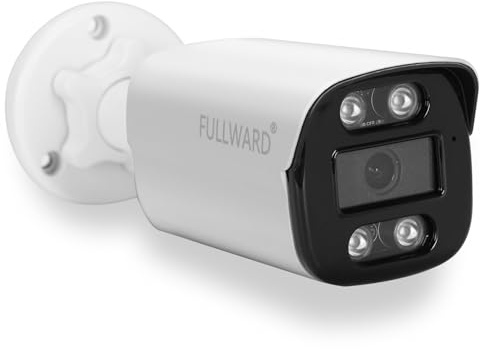 FULLWARD 4K PoE Bullet Camera, IP66, Human/Vehicle Detection, Audio, BC-003 | ONVIF Compatible, 2-Way Audio, Built-in SD Card Slot, 8MP Ultra HD, Night Vision, Adapter Included