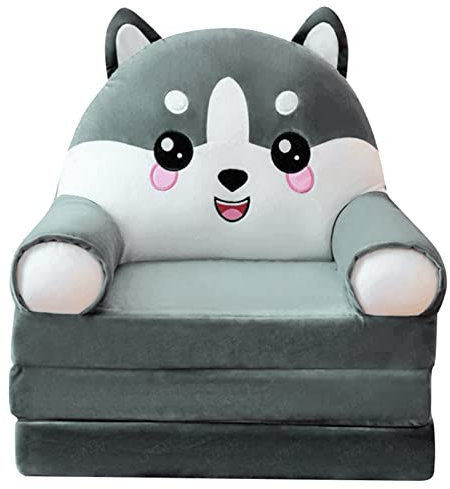 Kindersofa Ausklappbar Kindercouch für 1-3 Jahre alte Kinder, 2-in-1 Plüsch Kleinkinder Schlafsofa niedliches Cartoon Kindersessel Mini Sofa für Kinderzimmer, Spielsofa für Mädchen und Jungen