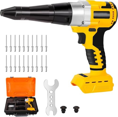 Funnywhale Cordless Rivet Gun Compatible with Dewalt 20V Max Battery(No Battery) Electric Rivet Gun, Brushless Pop Rivet Gun Tool for Rivets 1/8, 5/32, 3/16