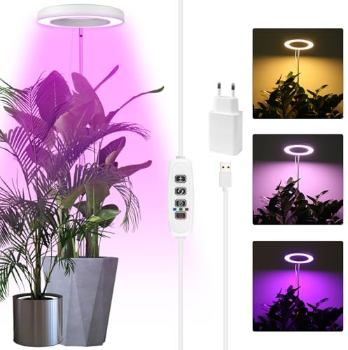 Sondiko Pflanzenlampe, Pflanzenlampe Led Vollspektrum Bis Zu 140CM Höhe Mit 72 LEDs, 3 Beleuchtungsmodi, 3/9/12 Auto-Timer, 9 Helligkeitsstufen, Verstellbare Höhe, Ideal für Große & Kleine Pflanzen