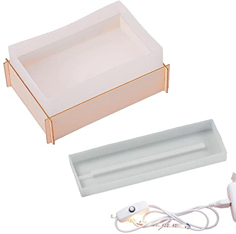Moule rectangulaire en silicone avec fil USB pour lampe LED de table, décorations de bureau, moules en résine époxy
