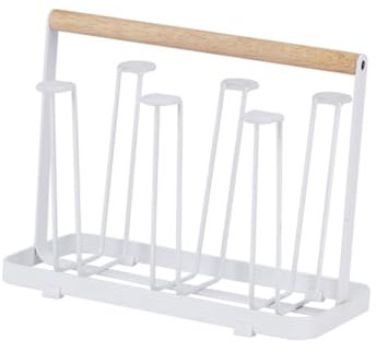 Cabilock Elegante Supporto Per Bicchieri Da Vino in Ferro E Legno Salvaspazio Scaffale Per L'asciugatura Organizzazione Della Casa