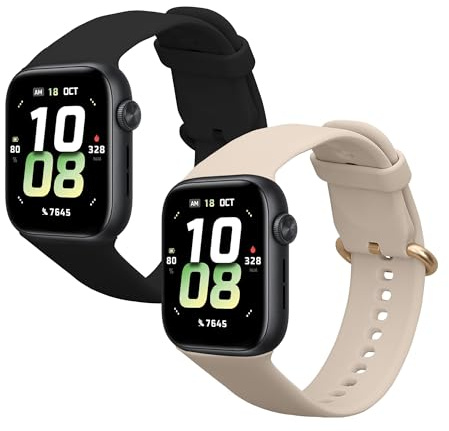kwmobile Straps for HONOR Watch 5 (STL-L19) Straps - 2x Replacement Silicone Watch Bands - Smartwatch or Fitness Tracker - Black/Beige