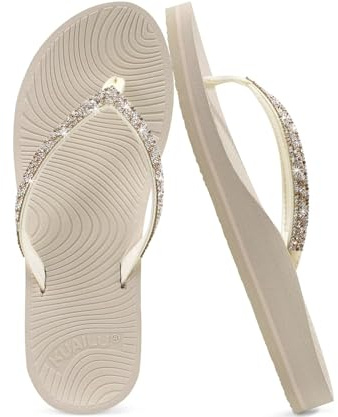 KuaiLu Tongs Femmes Strass Plage Sandales Sandales Semelle Tapis De Yoga | été Confortable Tendance Legere Piscine Voyage Marche OrthopéDique à Enfiler IntéRieur ExtéRieur Mules EU36-43