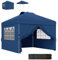 Outsunny Tonnelle de Jardin Pliante Tente de réception Pop-up 3 x 3 Hauteur réglable avec parois latérales, aérations, fenêtres et Sac de Transport à roulettes Tissu Oxford - Bleu foncé