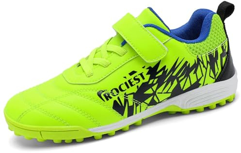 BAODLE Chaussures de football pour enfant garçon - Chaussures en salle TF - Chaussures de football en plein air - Gazon synthétique - Chaussures d'entraînement professionnelles, 868tf vert, 35 EU
