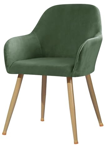 VFGFDJNDFX Stuhlhussen Mit Gebogener Rückenlehne, Stretch Samt Stuhlbezug Mit Stuhlbeinkappen, Armlehnstuhl Bezug 2er/4er/6er Set Für Esszimmer Küche Hotel (Matcha Grün,2er-Pack)
