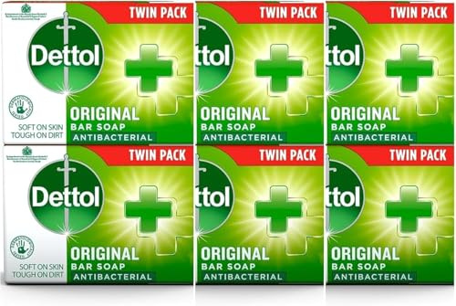 Original Anti-Bacterial Soap Bars 3x Family Twin Packs (6 x 100g) Bundle Pack of Official Dettol Soap (Total 6 Bars) | Antibacterial Hand and Body Cleanser | Daily Germ Protection and Fresh Skin Care