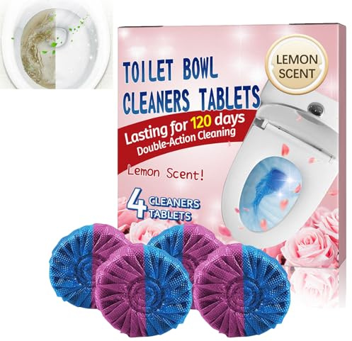 KOAHDE Tableta para Limpiar Baños,Bloque Azul Automático Limpiador,Tabletas de Limpieza de Inodoro,Limpiador Potente para Manchas de Inodoros,Bloques de Inodoros de Agua Azul,4PC