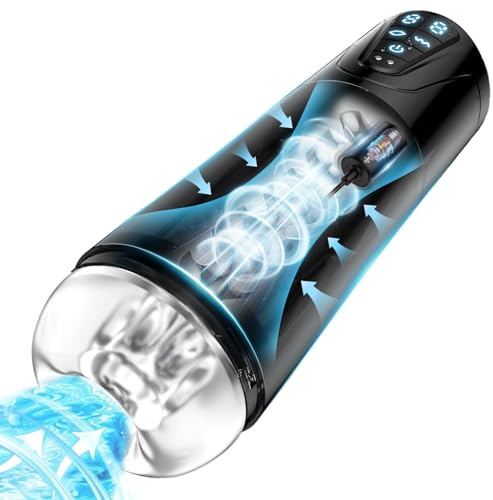 Electric Masturbator Cup, Male Sex Toy, Equipped with 10 Inhalation Modes, 10 Vibration Modes, Penile Vacuum Pump with Touch LCD Display, 3D Realistic Texture Particle Vaginal Design,