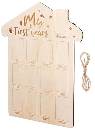 Generisch Mein erstes Jahr Foto Display - Bilderrahmen | 12 Monate Multi -Bild -Display -Kit | Elegantes Neugeborenes Geschenk | Holzbilderrahmen für den 1. Geburtstag Kindergartendekoration