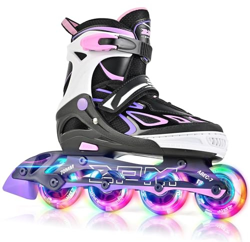 2PM SPORTS Verstellbar Inliner für Kinder, Leucht Inline Skates Rollschuhe für Damen/Herren