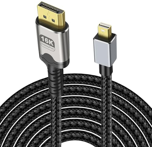 MEIRIYFA 16K Mini DisplayPort to DisplayPort 2.1 Cable, Bi-Directional Mini DP to DP 2.1 Cable 16K@60Hz, 8K@120Hz, 4K@240Hz, 80Gbps HDR, G-Sync for Gaming Laptop Monitor Projector (2M/6.6FT)