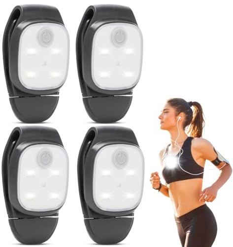 LOMUG LED Clip Lampe, 4 Pcs Lauflicht LED Stirnlampe USB Aufladbar Lampe mit Clip Wasserdicht Kopflampe Kleinstirnlampe Sicherheitslicht Laufzubehör für Joggen Angeln Camping Wandern Rucksack Kleidung
