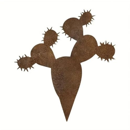 jiingekk Vintage-Kaktus-Skulptur aus Eisen mit Rost-Finish für den Außenbereich, Gartendekoration und Pflanze, Vintage-Stil, Dekoration