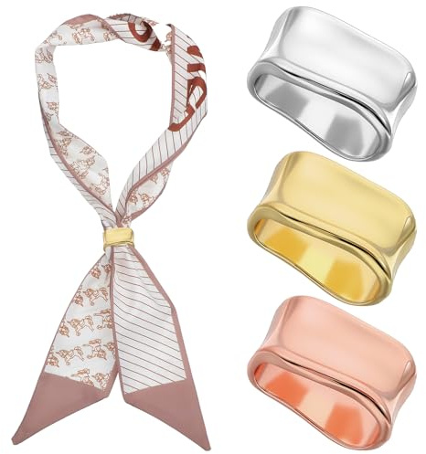 DOPENSPI 3 anelli per sciarpe da donna, in metallo color argento dorato, clip minimaliste geometriche per scialle, spilla per sciarpe di seta, accessori alla moda