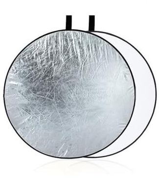 Runder Fotografie-Lichtreflektor, 5-in-1 Faltbarer Fotoreflektor Diffusor Mehrfarbig Rund Oval Verschiedene Größen(80cm Silver White)