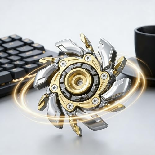Magnetischer, umwandelbarer Fidget Spinner, EDC-Metallblätter, Lange Drehzeit, Premium-EDC-Spielzeug zum Stressabbau für Erwachsene und Jugendliche, Büro-Schreibtisch-Luxusgeschenk (Silber)